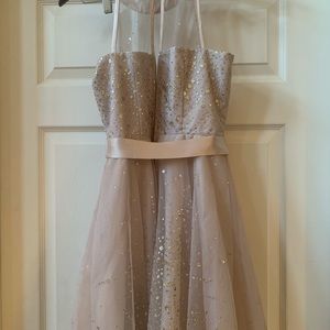 Nights by Teeze Me Jeweled Glitter Ivory Cream Tulle party Dress Sz 5